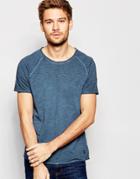 Blend T-shirt Crew Neck Slim Fit Raglan Washed Out In Blue - Ensign Blue