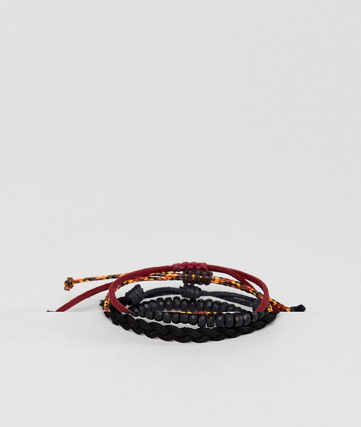 Asos Bracelet Pack In Black And Orange - Black