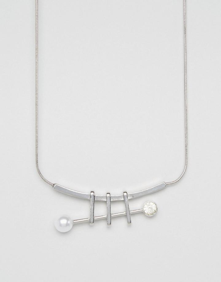 Asos Asymmetric Bar Necklace - Silver