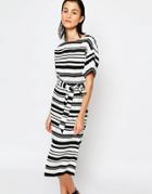 Warehouse Textured Stripe Dress - Multi