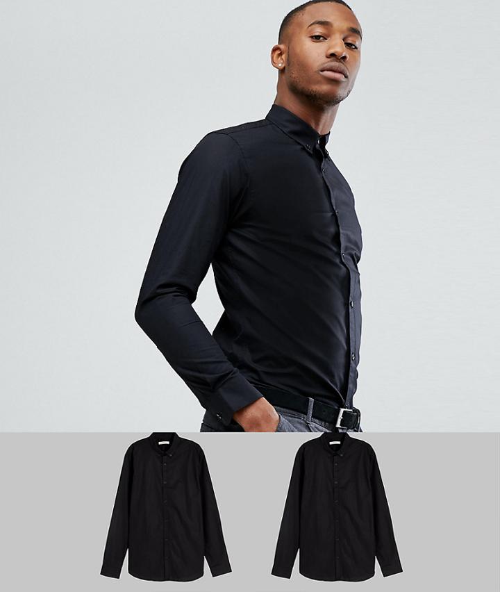 Jack & Jones Premium 2 Pack Slim Shirt - Black