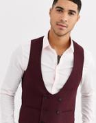 Gianni Feraud Winter Wedding Slim Fit Tweed Wool Blend Suit Vest-red
