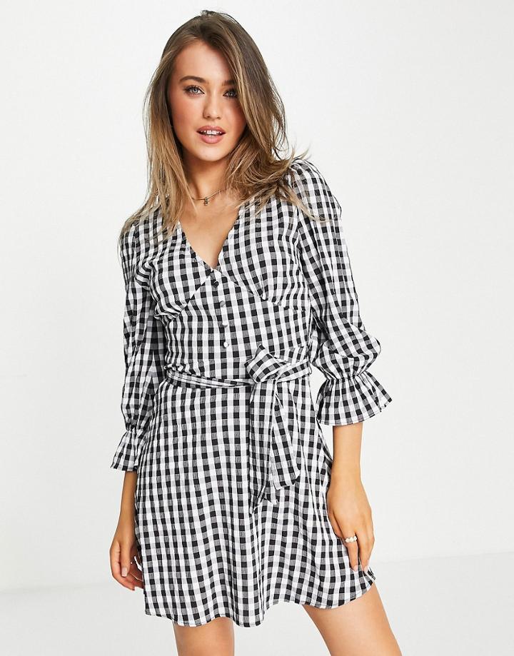 Lipsy Tea Dress In Gingham-multi