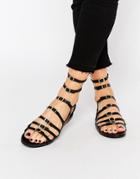 Pull & Bear Multi Strap Buckle Sandals - Black