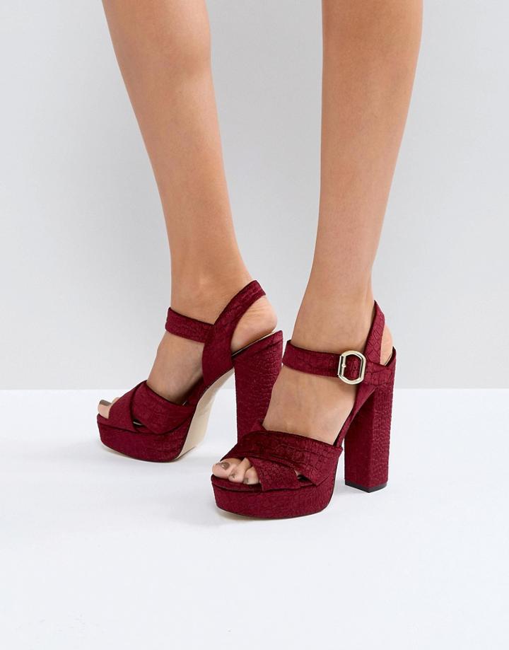 Aldo Kaelah Velvet Platform Heeled Sandals - Red