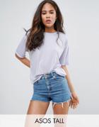 Asos Tall T-shirt In Linen Mix Fabric - Purple