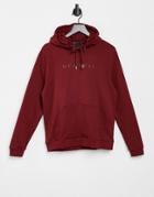 Asos Design Hoodie With Roman Numerals Front Text Print-red