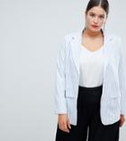 Boohoo Plus Stripe Tailored Jacket - Blue