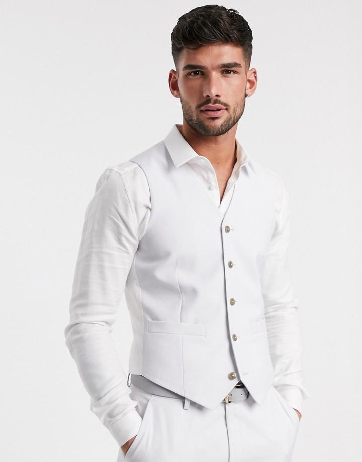 Asos Design Wedding Slim Suit Suit Vest In Light Gray