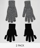 New Look Touch Screen Gloves In Black 2 Pack - Black