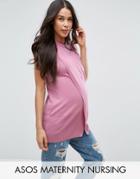 Asos Maternity Nursing Wrap Overlay Sleeveless Knitted Top - Pink