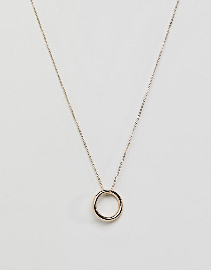 Asos Simple Ring Long Pendant Necklace - Gold