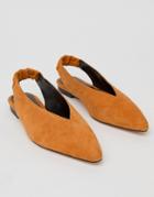 Gestuz Tan Suede Flat Slingback - Orange