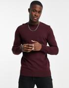 Selected Homme Sweater With Shoulder Detail In Burgundy-red