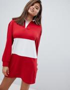 Missguided Rugby Shirt Dress - Red