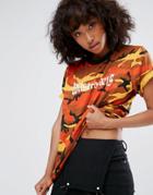 Wasted Paris Boyfriend T-shirt With Gothic Print In Bright Camo - Multi