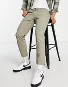 New Look Tapered Chino In Dark Khaki-green