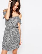 J.d.y Off The Shoulder Paisley Print Dress - Black