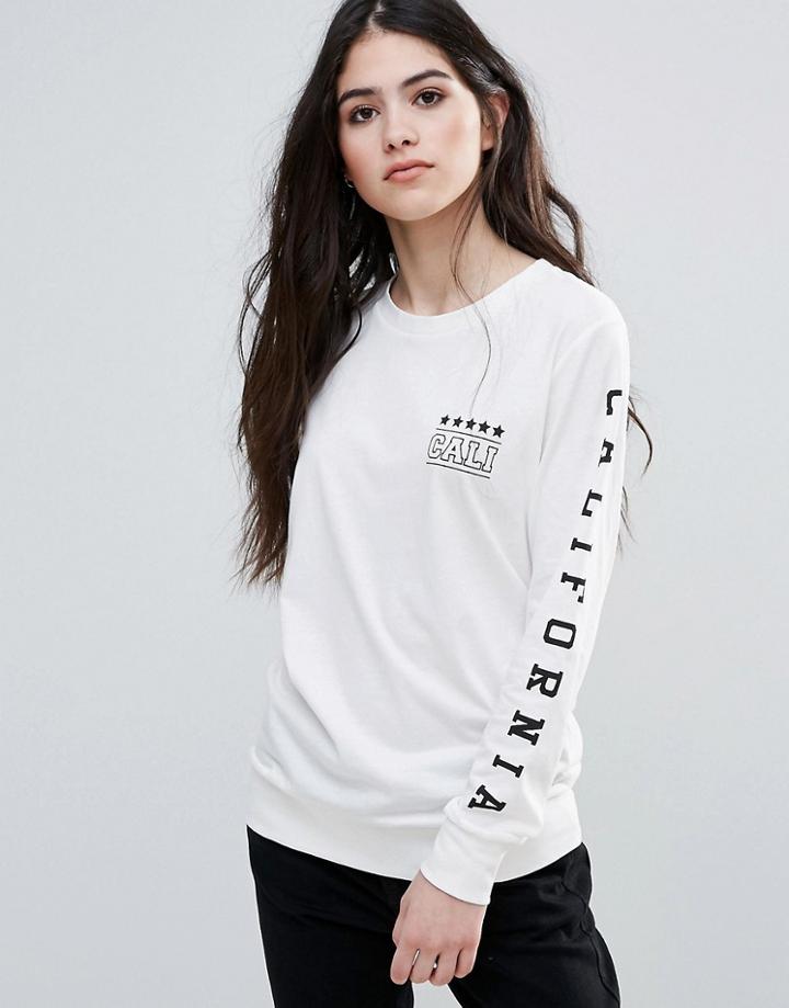 Brave Soul Print Sleeve Top - Cream