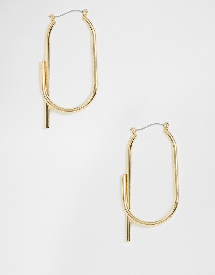 Asos Design Hoop Earrings In Bent Wire Design In Gold Tone - Gold