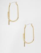 Asos Design Hoop Earrings In Bent Wire Design In Gold Tone - Gold