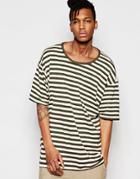 Other Uk Oversized Striped T-shirt With Drop Shoulders - Green