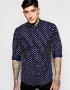 Scotch & Soda Oxford Shirt With Shell Print In Navy - Navy