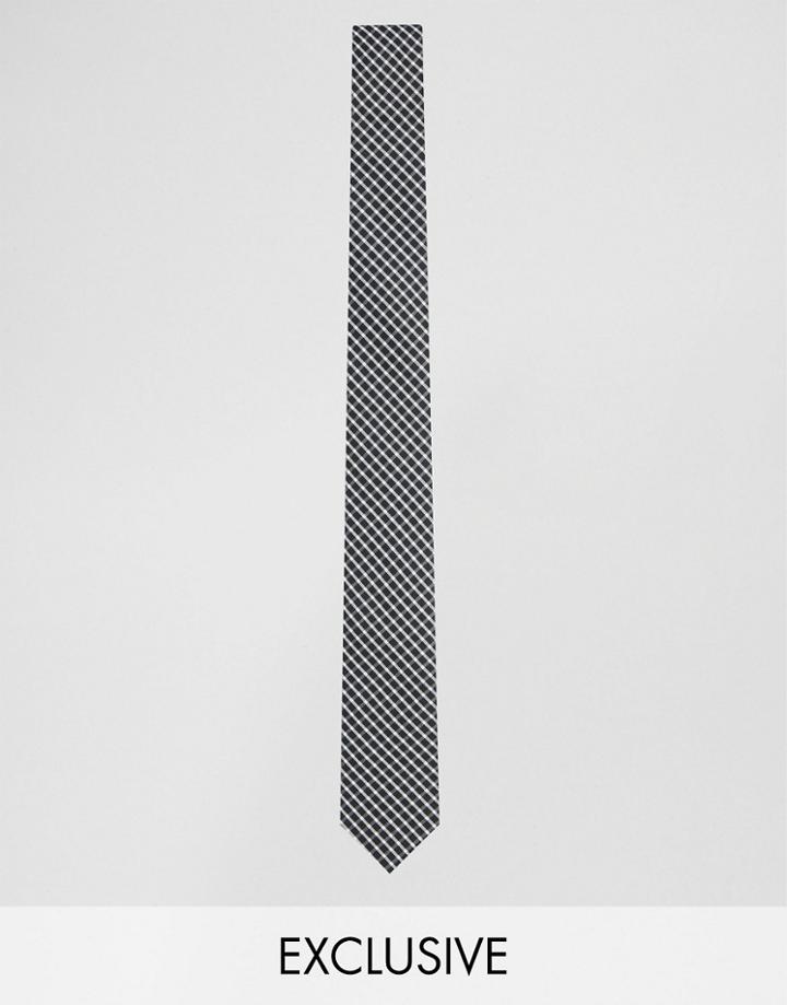 Reclaimed Vintage Check Tie In Black - Black