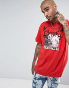 Factory Metal Collage Oversized T-shirt - Red