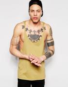 Asos Tank With Extreme Racer Back And Raw Edge In Brown - Brown