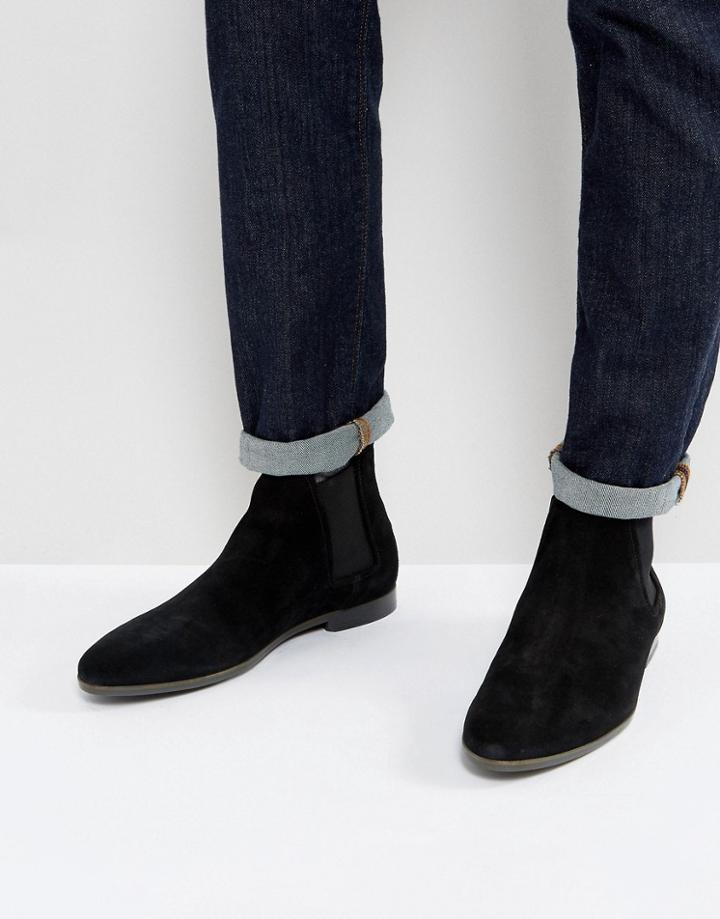 Hugo By Hugo Boss Pariss Suede Chelsea Boots In Black - Black
