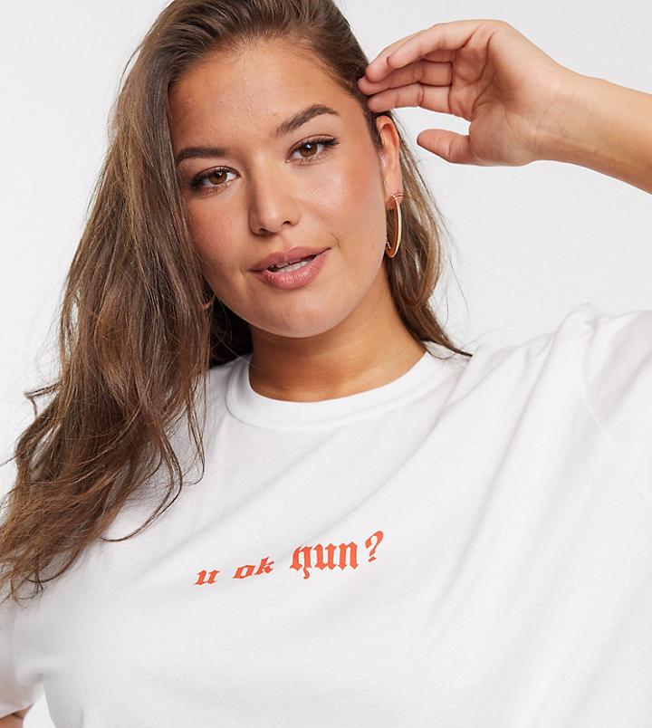 Skinnydip Curve X Jade Thirlwall Relaxed T-shirt With U Ok Hun Print-black