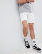 Pull & Bear Slim Comfort Fit Denim Shorts In White - White