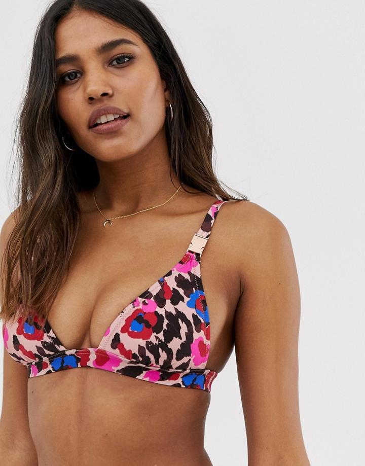 Candypants Triangle Bikini Top In Animal Print - Multi