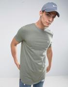 Le Breve Logline Curved Hem Marl T-shirt - Green