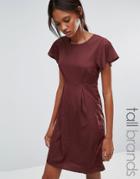 Vero Moda Tall Emma Dress With Ruffle Sleeves - Brown