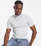 Asos Design Knitted Cotton Turtle Neck Sweater In Gray
