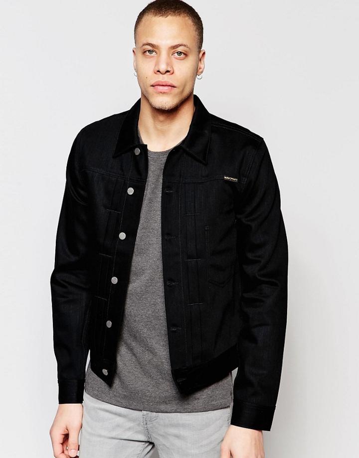 Nudie Jeans Sonny Pleat Front Denim Jacket - Dry Black