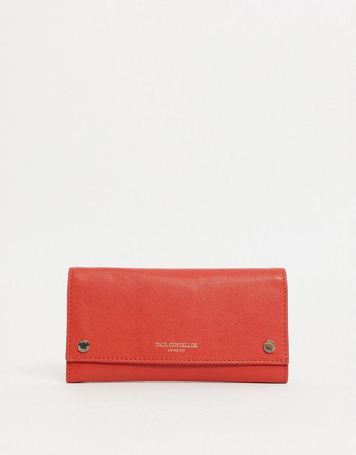 Paul Costelloe Leather Wallet With Front Snaps In Red