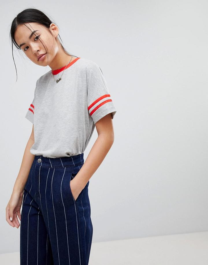 Noisy May Striped Arm T-shirt - Black