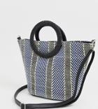 New Look Neon Weave Tote Bag In Blue Pattern