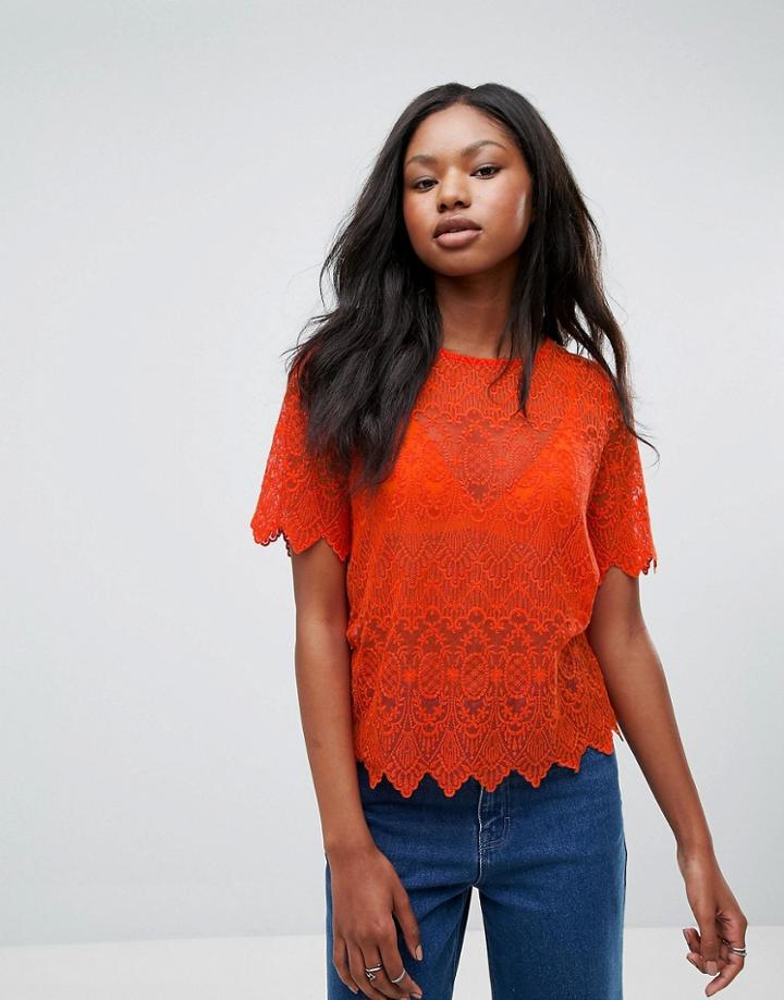 Vero Moda Lace Top - Red