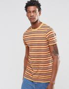 Asos T-shirt In Retro Stripe In Camel - Camel
