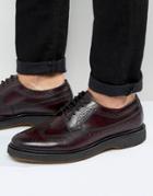 Asos Brogue Shoe In Burgundy Leather - Red