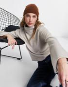 Vila Fluffy Knit Sweater With Roll Neck And Deep Cuffs In Cream-white