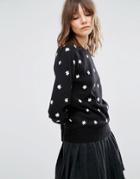Ymc Star Embroidery Sweater In Mono - Black