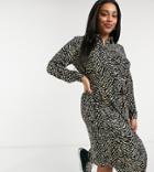 Vero Moda Curve Shirt Midi Dress In Animal Print-multi