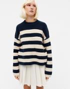 Monki Moa Knit Sweater In Navy Stripe-black