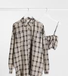 Collusion Drop Shoulder Oversized Plaid Shirt In Sage Green - Part Of A Set