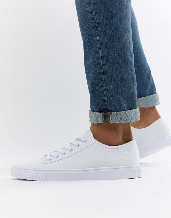 Asos Design Sneakers In White Canvas